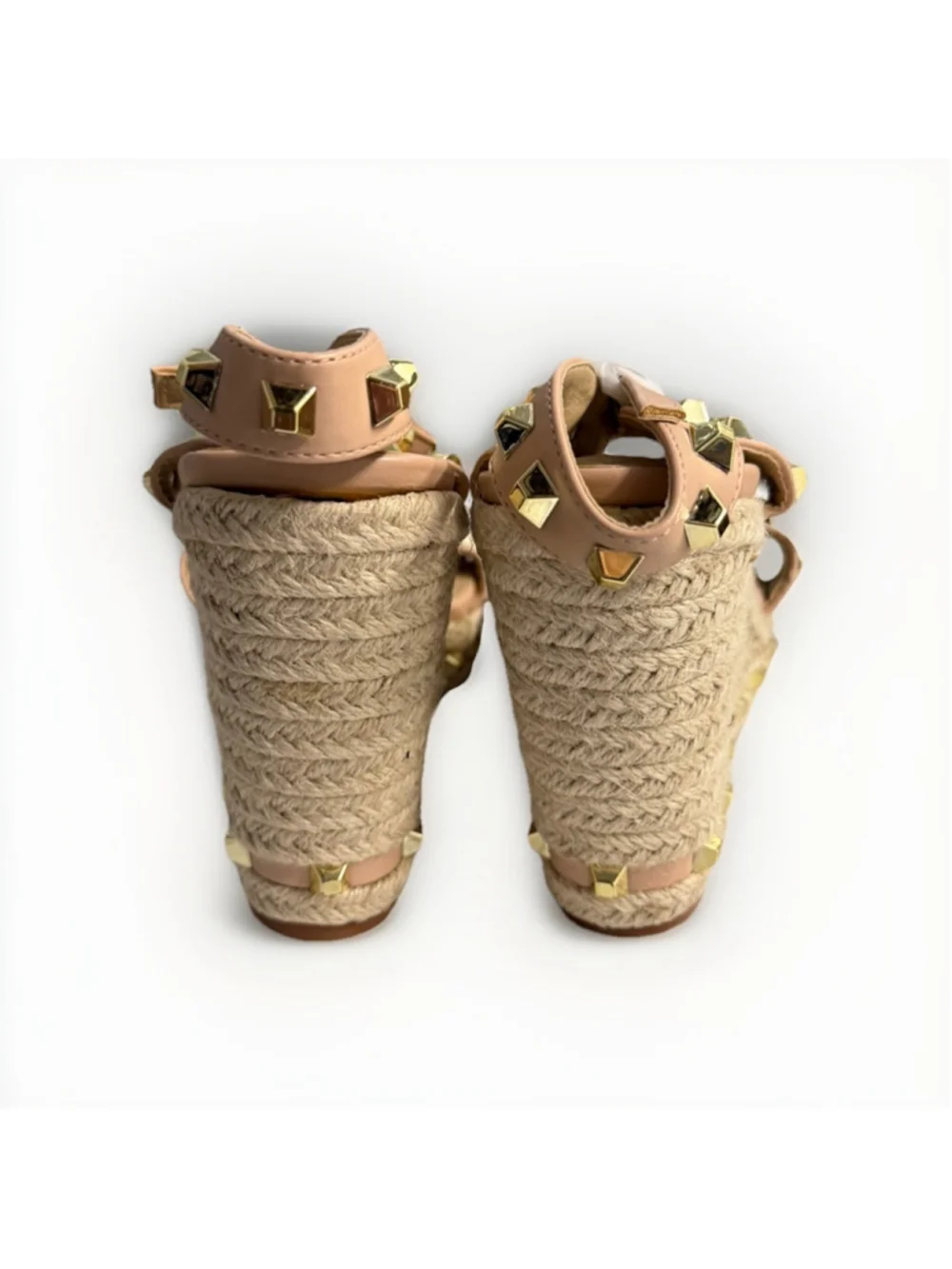 Studded Espadrille Wedge Sandals Women’s Ankle Strap Gold Stud Platform Heels